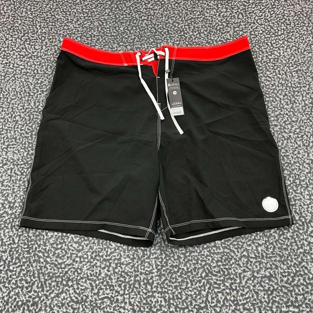 Ethika Board Shorts Men 36 Black Red Swim Drawstring Outdoor 40x8‎ New